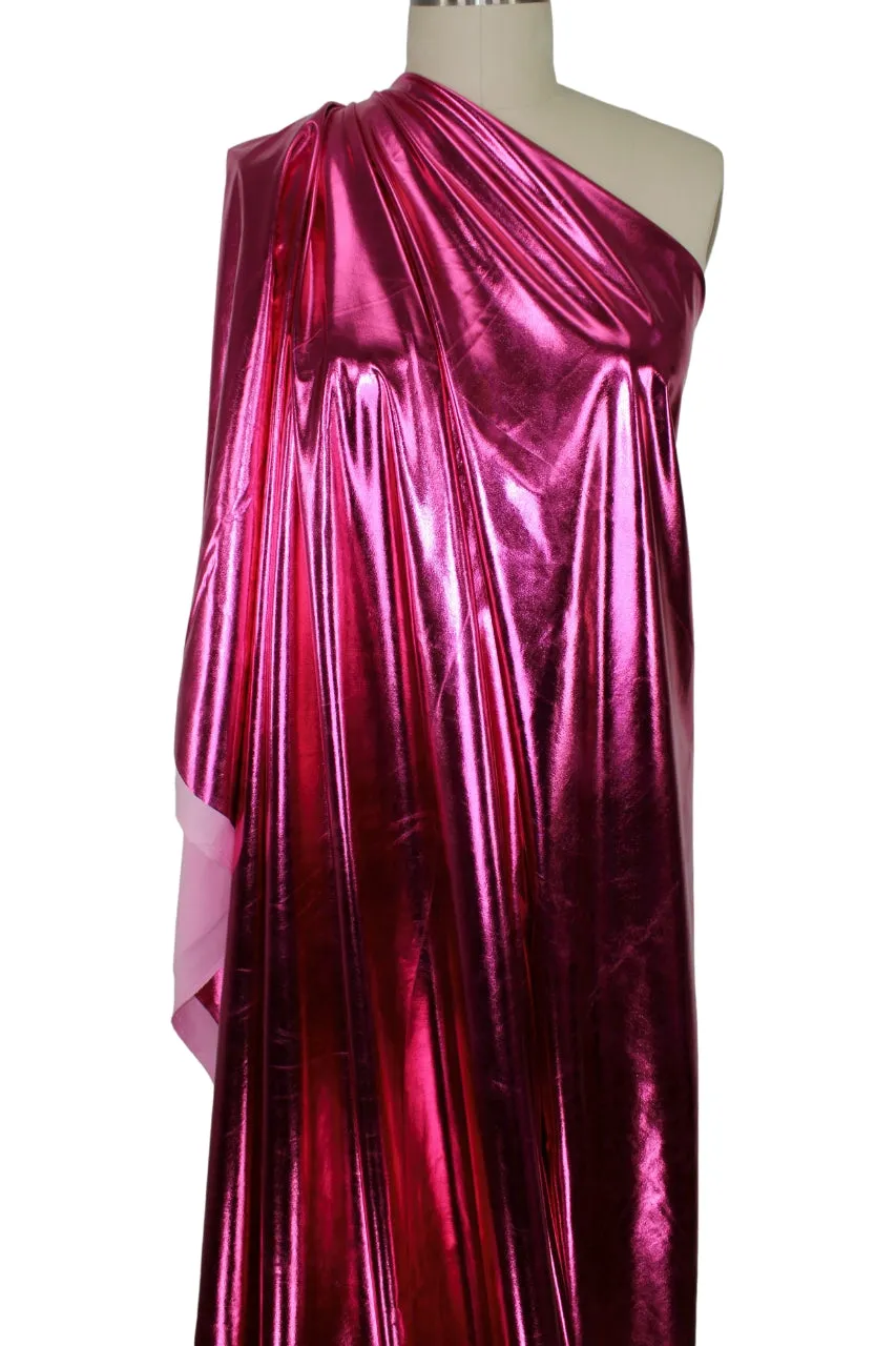 2 yards of Stretch Metallic Lamé Novelty - Spacegirl Pink