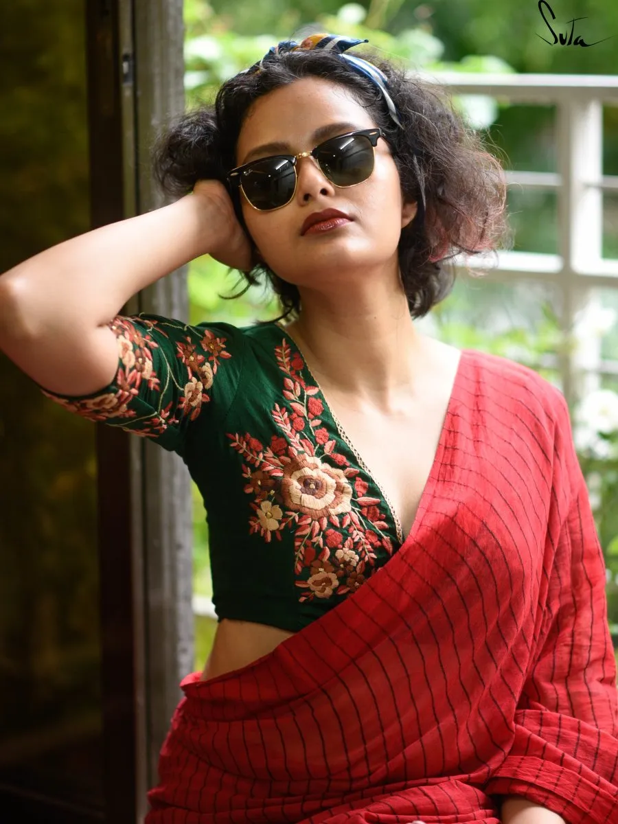 Elegant Floral Feathered Blouse