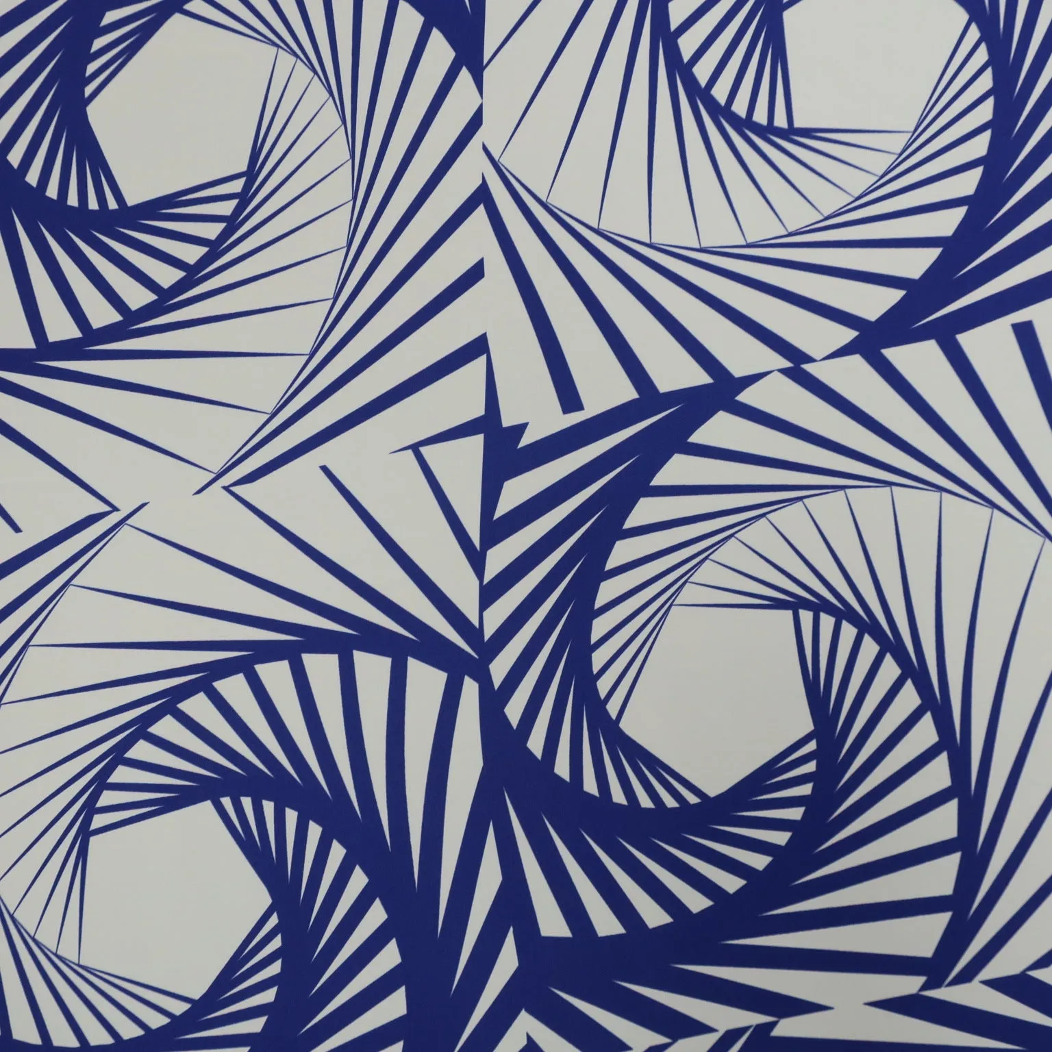 Blue Abstract on White Background Charmeuse Polyester Fabric