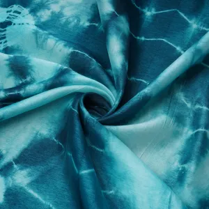 Bottle Green Shibori Print Russian Silk Fabric 20781