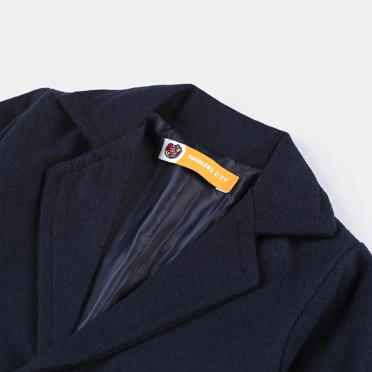 Boys Wool Trench Coat-Navy Blue