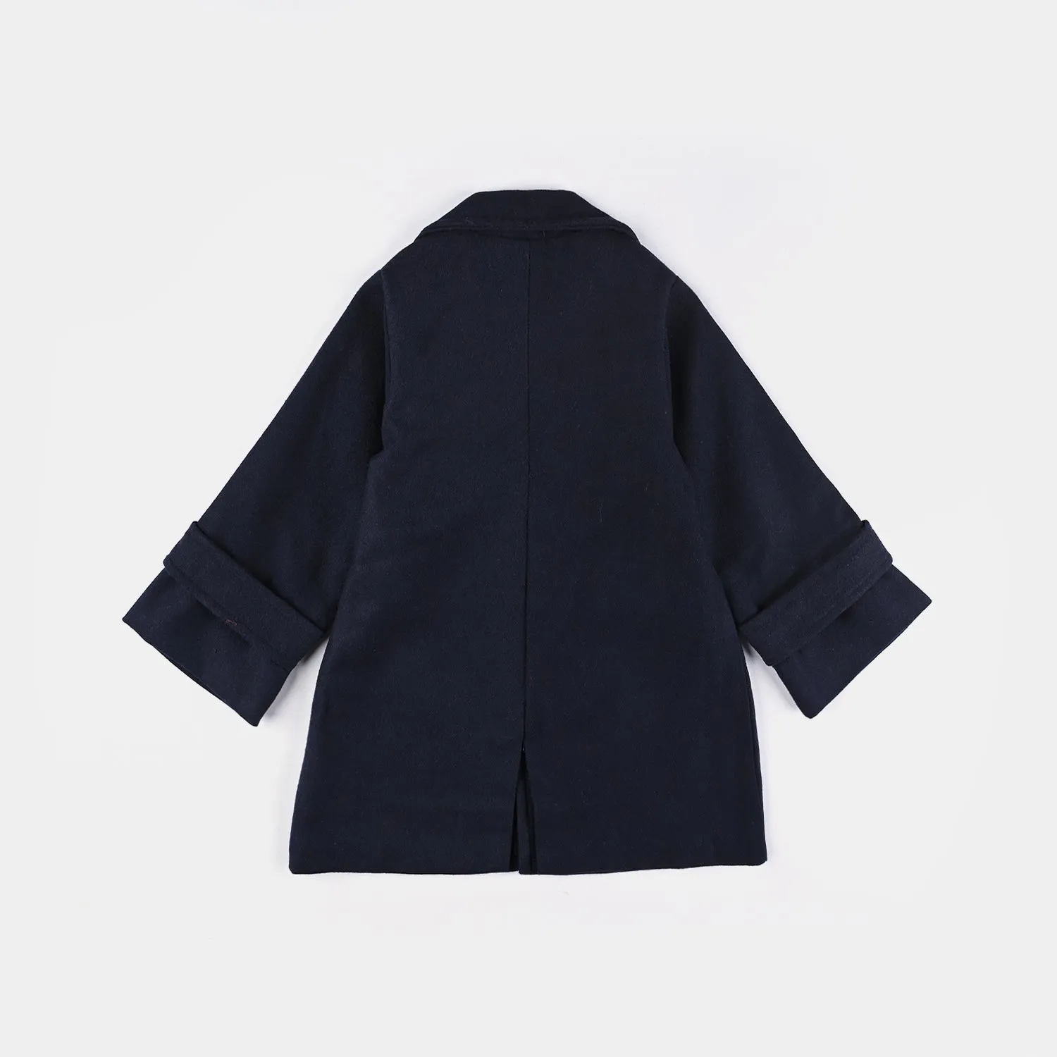 Boys Wool Trench Coat-Navy Blue