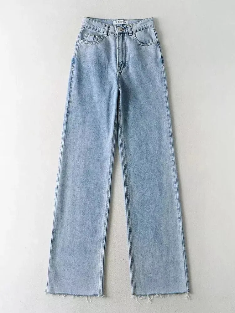 Calça Jeans Reta Wide Leg