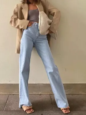 Calça Jeans Reta Wide Leg