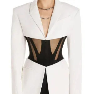 Candice Single-breasted Corseted Blazer In White