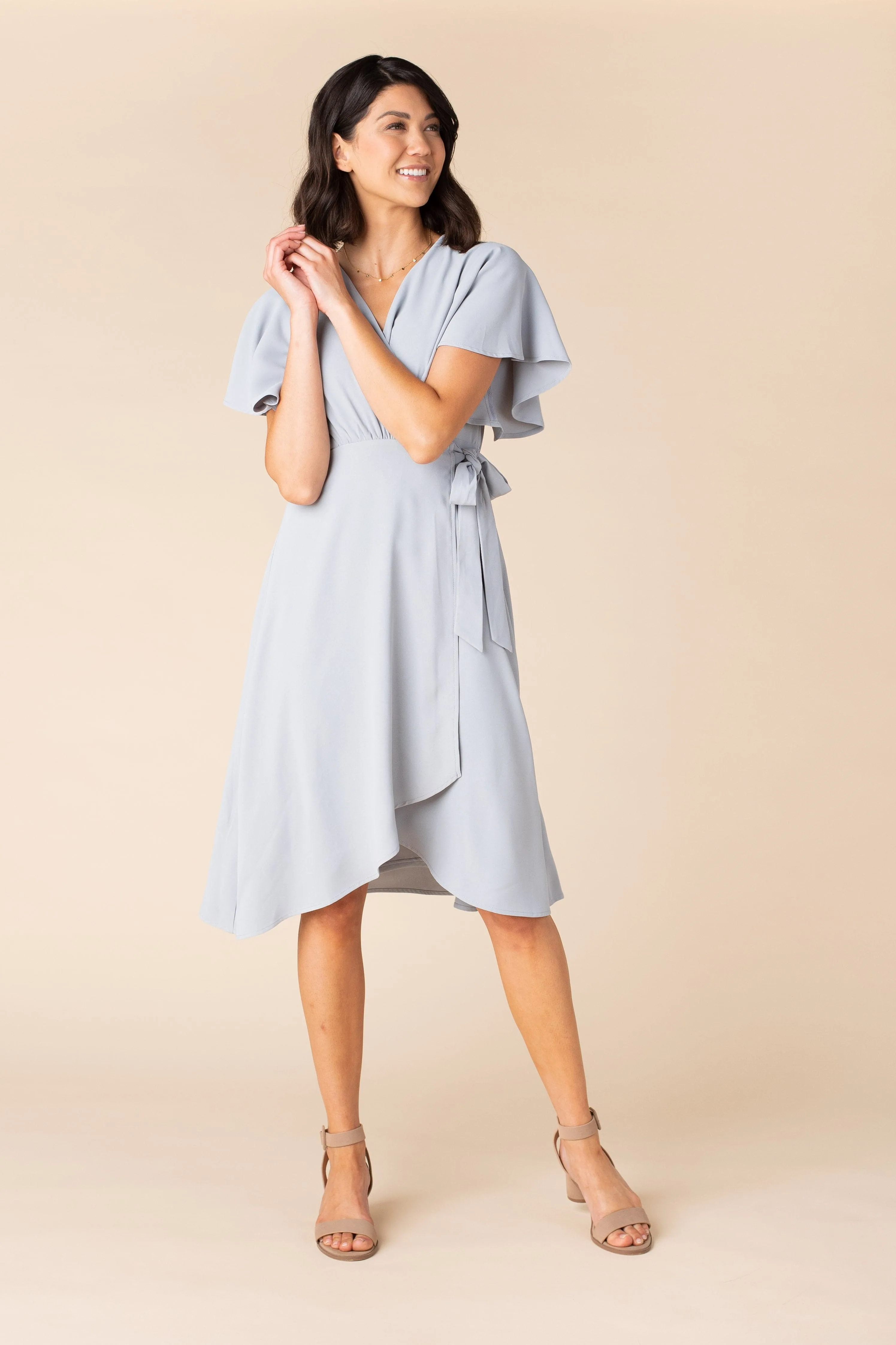 Daphne Tulip Wrap Dress - Dusty Blue