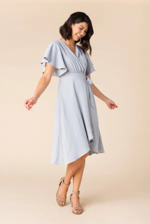 Daphne Tulip Wrap Dress - Dusty Blue