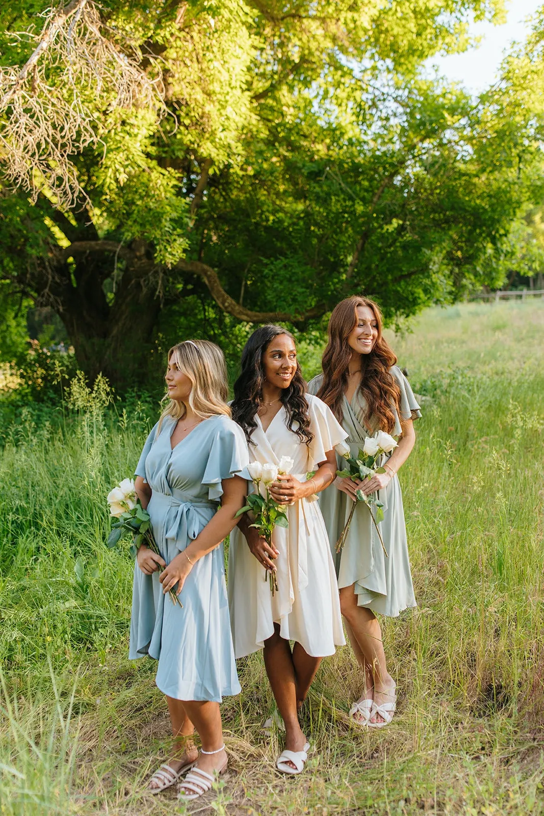 Daphne Tulip Wrap Dress - Dusty Blue