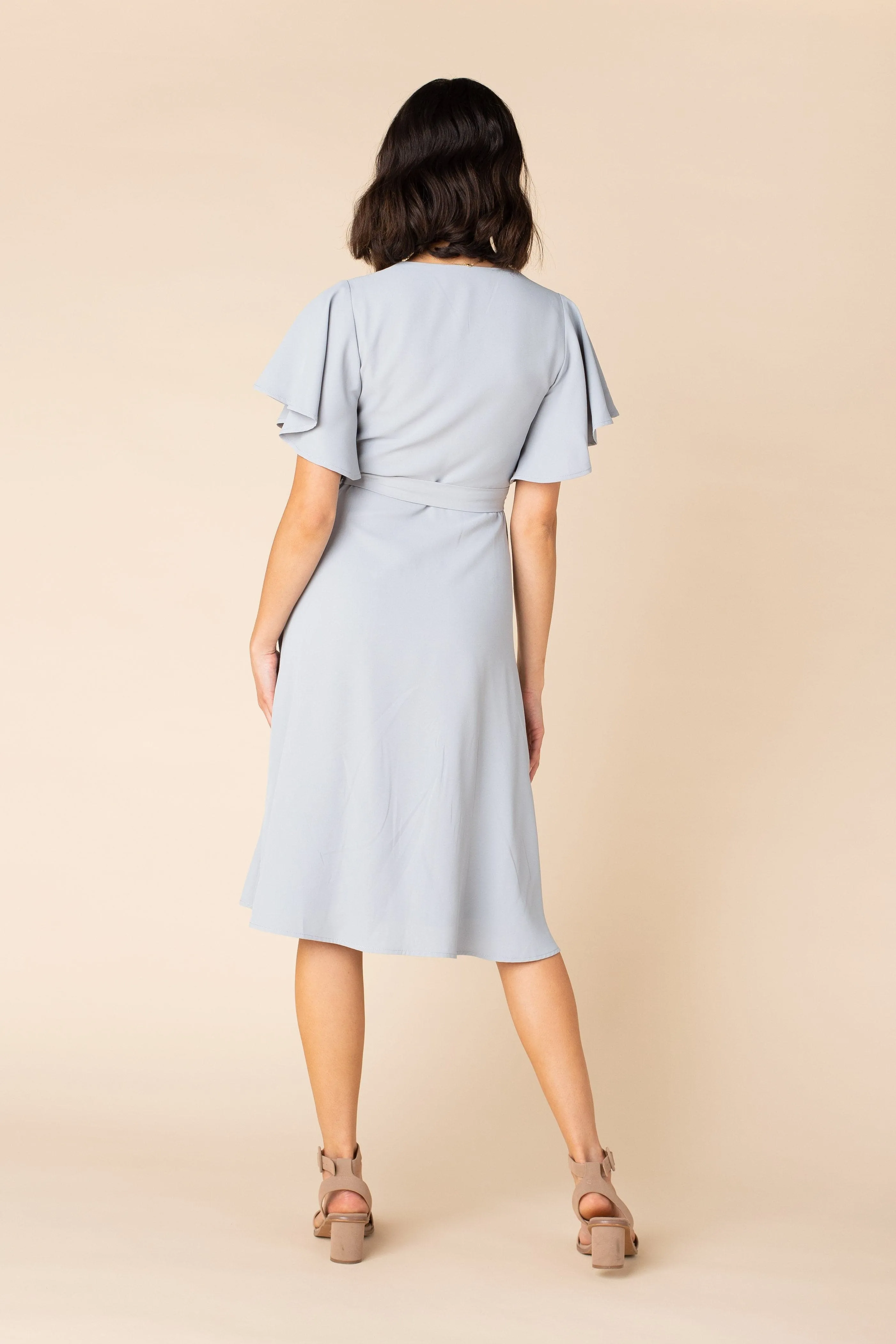 Daphne Tulip Wrap Dress - Dusty Blue