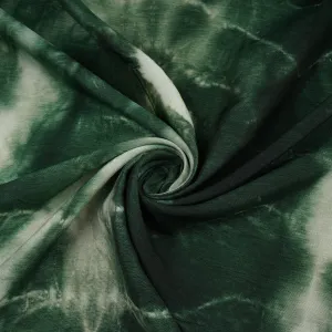 Dark Green Shibori Print Russian Silk Fabric 20780