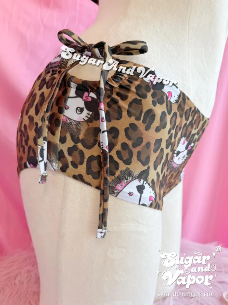 Devil Kitten Gyaru Leopard Bra   Booty Shorts Swimsuit Set