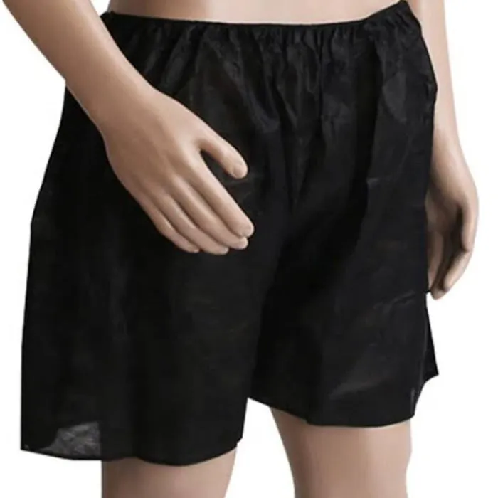 Disposable Exam Shorts, Black Spunbond Polypropylene Adult Large to X-Large Size