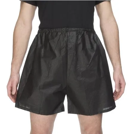 Disposable Exam Shorts, Black Spunbond Polypropylene Adult Large to X-Large Size