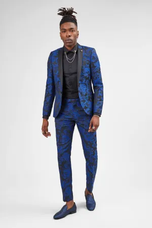 Ersat Skinny Fit Blue Floral Tuxedo Suit