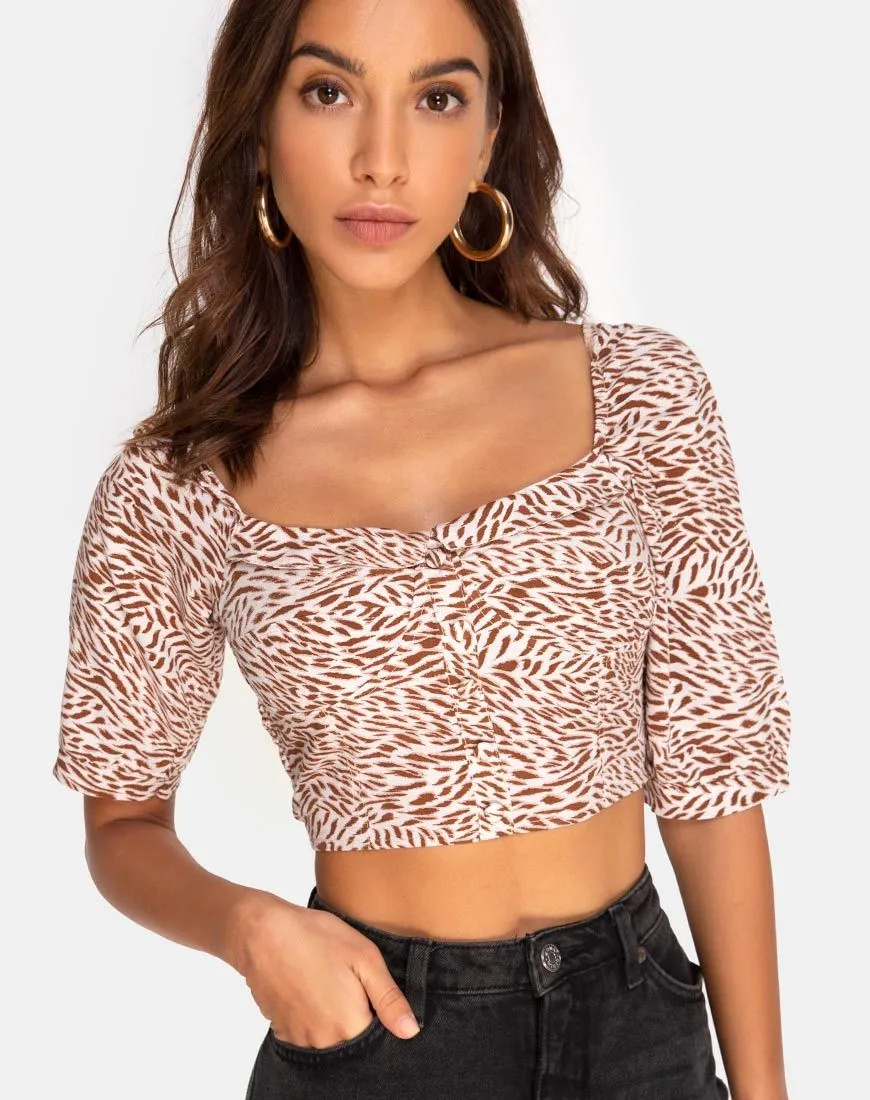 Flory Crop Top in Safari Taupe by Motel