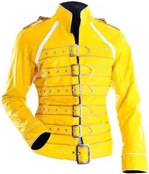 Freddie Mercury Concert Yellow Men Leather Jacket