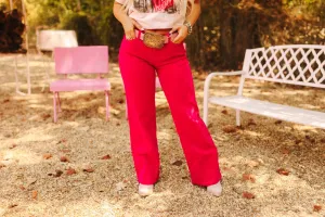 Hot Pink Wide Leg Jean