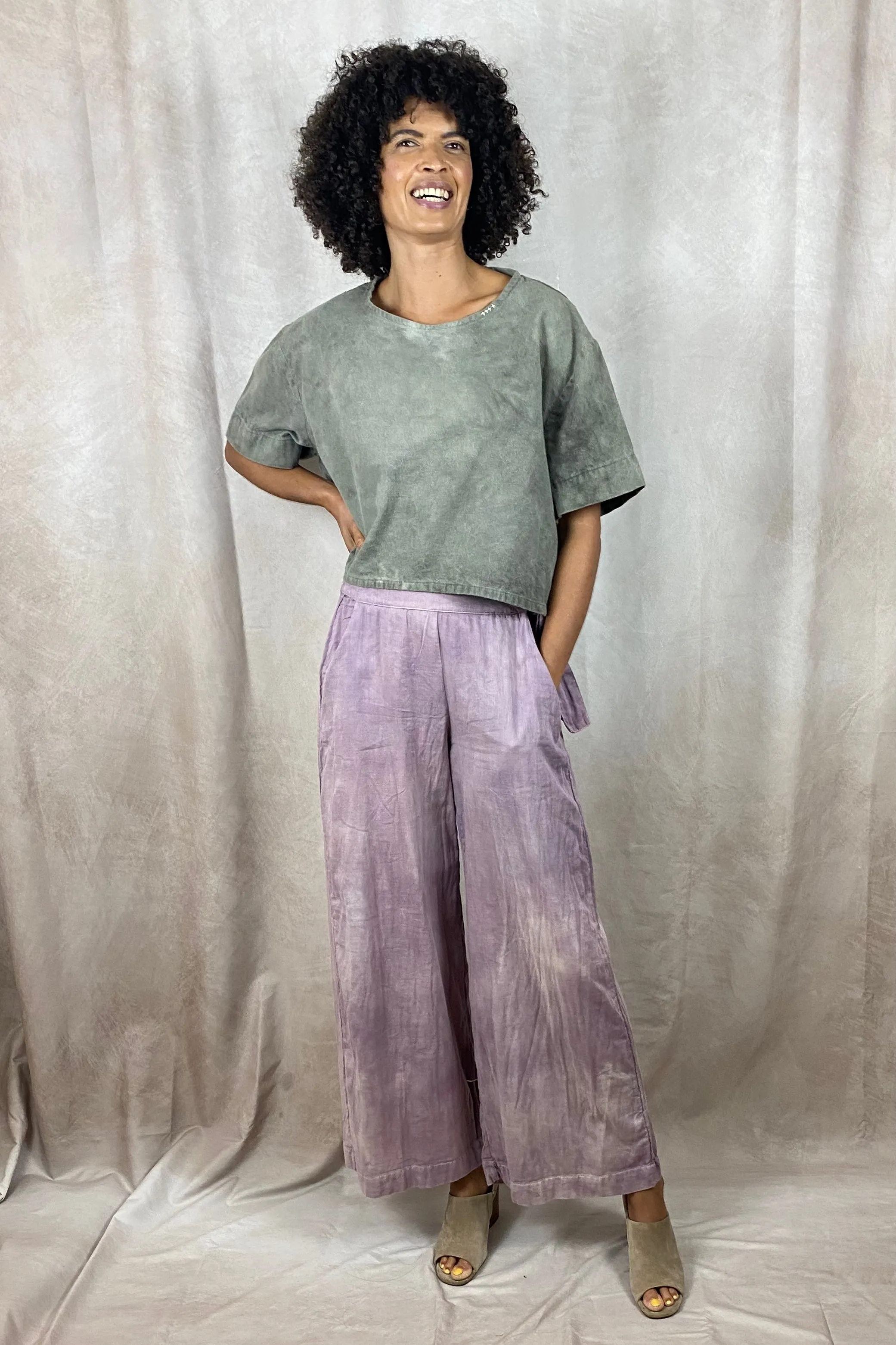 Ida Pant - Flowy Adjustable Pants Organic Cotton in Lavender