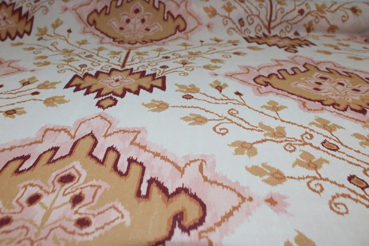 Ikat/Floral Rayon Georgette - Peach Tones