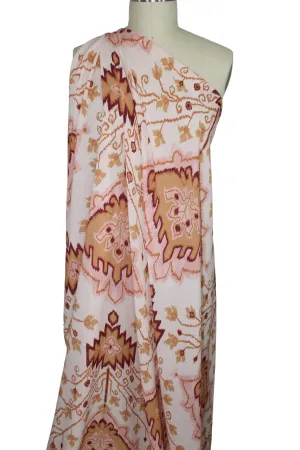 Ikat/Floral Rayon Georgette - Peach Tones