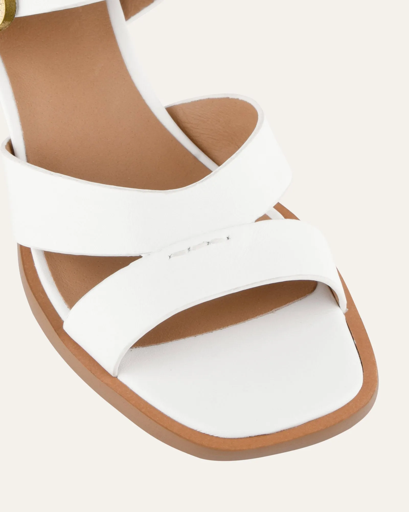 IMOGEN MID HEEL SANDALS WHITE LEATHER