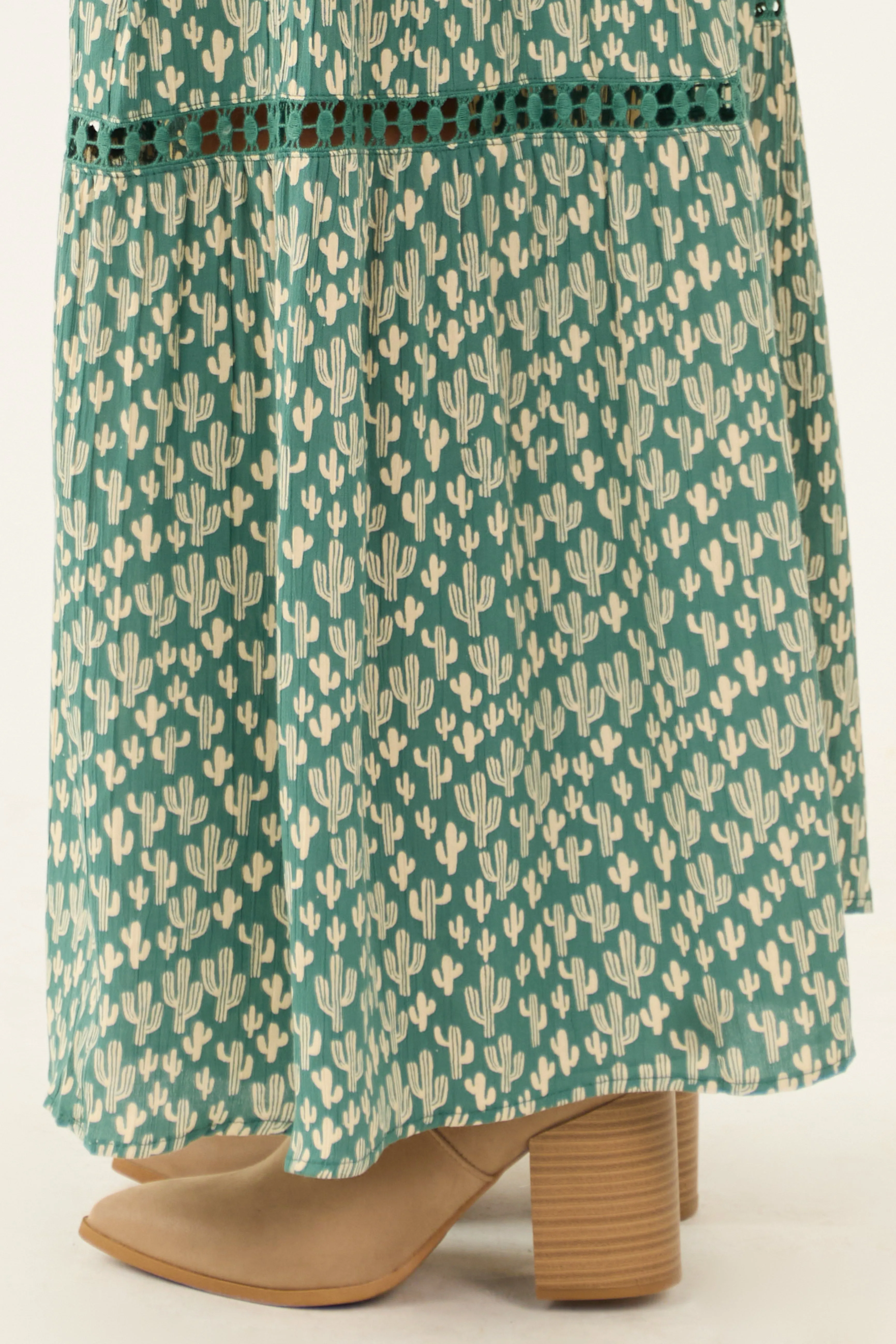 Juniper Cactus Print Smocked Waist Flowy Pants