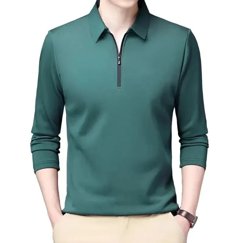 Lapel Classic Long Sleeve Polo Shirt