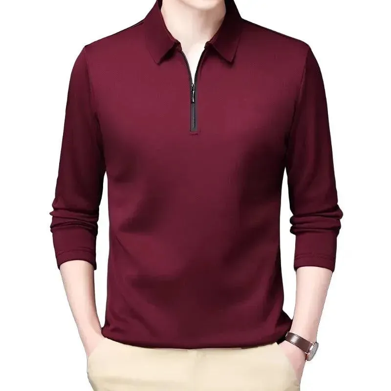 Lapel Classic Long Sleeve Polo Shirt