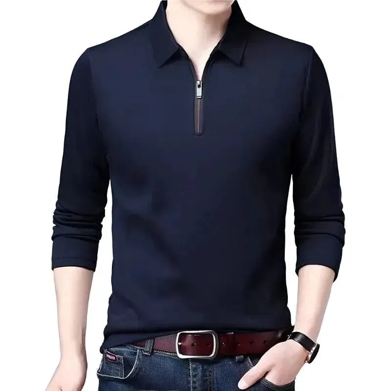 Lapel Classic Long Sleeve Polo Shirt