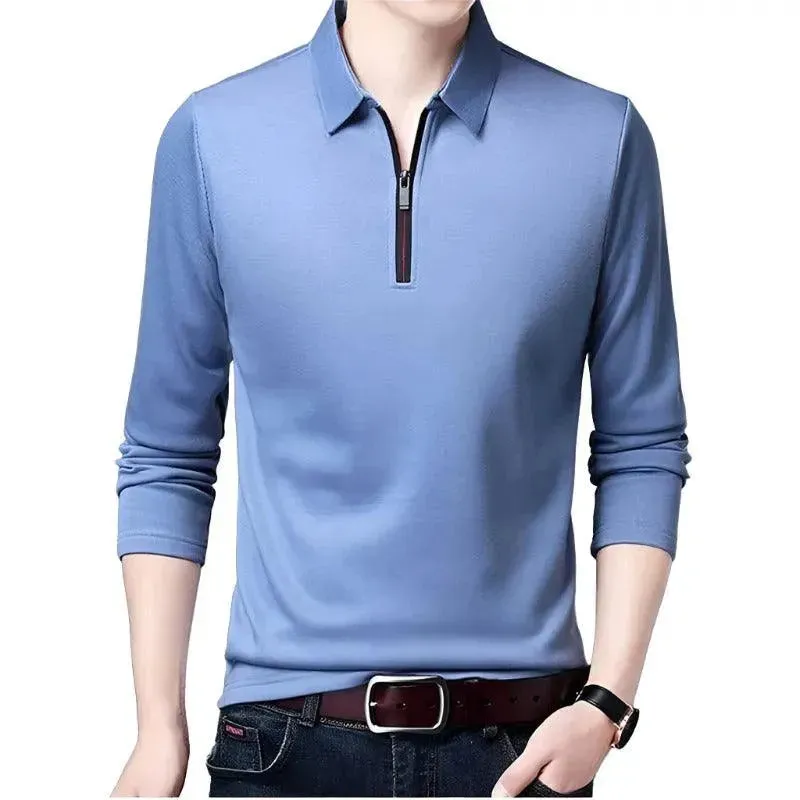 Lapel Classic Long Sleeve Polo Shirt