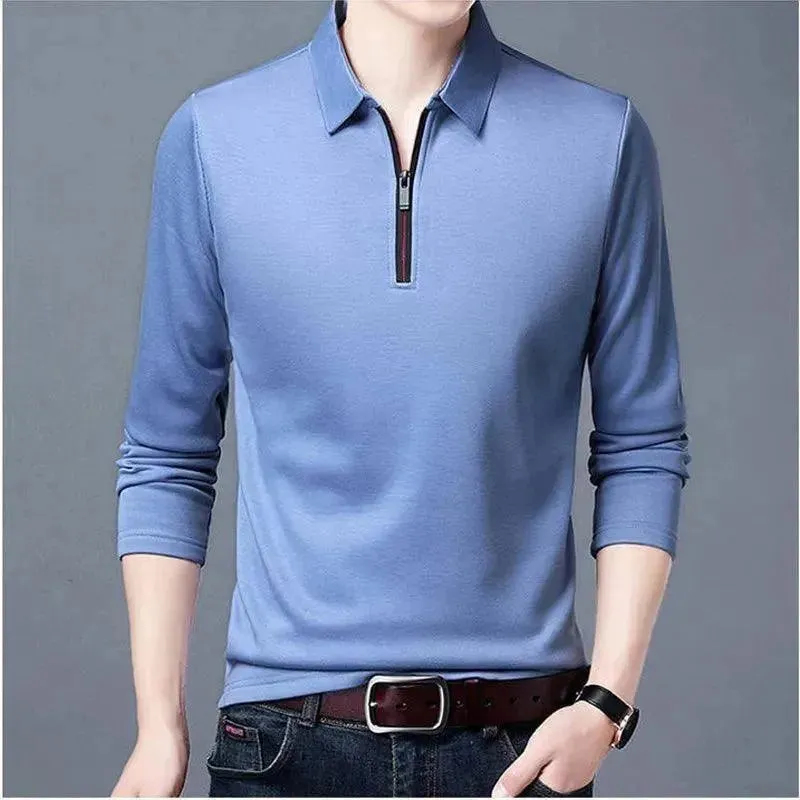 Lapel Classic Long Sleeve Polo Shirt