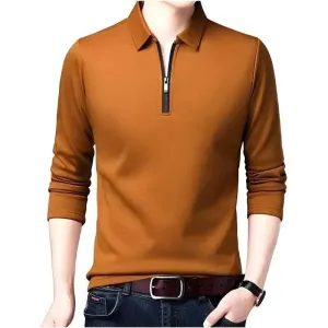 Lapel Classic Long Sleeve Polo Shirt