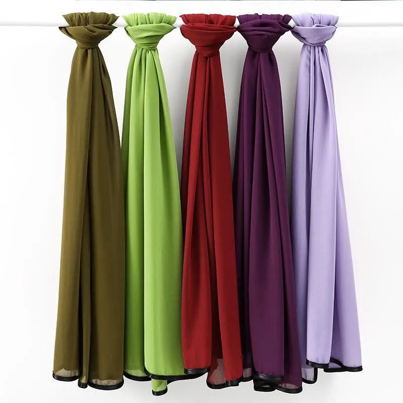 Luxurious Soft Chiffon Shawls With Black Trim