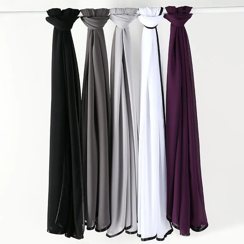 Luxurious Soft Chiffon Shawls With Black Trim