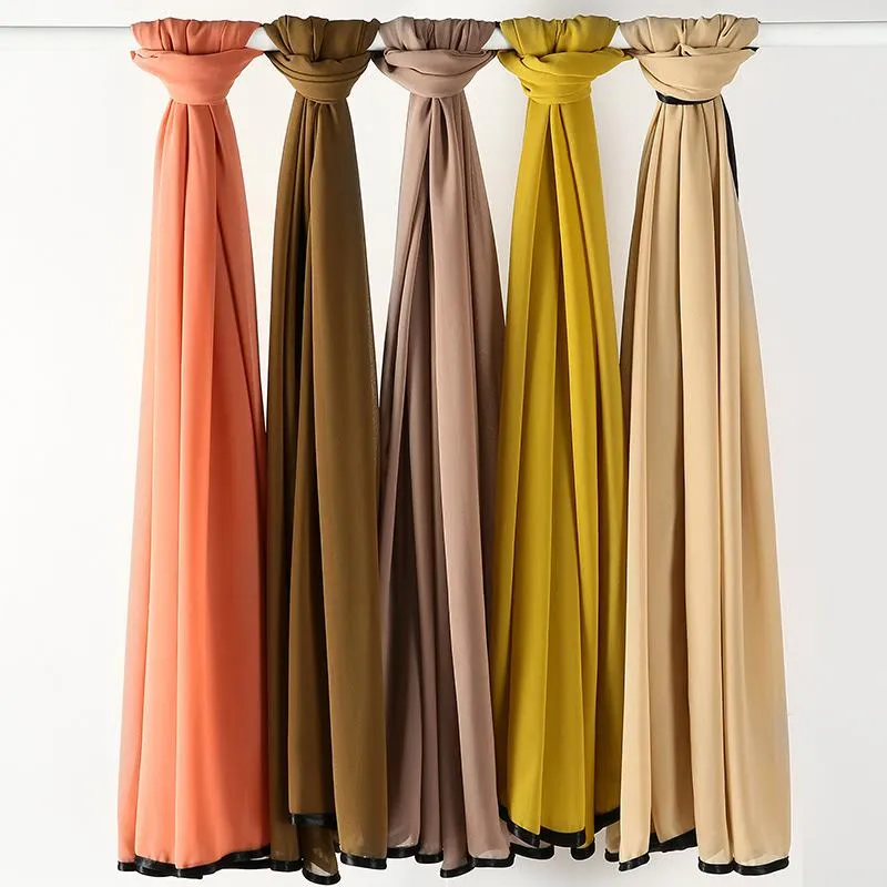 Luxurious Soft Chiffon Shawls With Black Trim