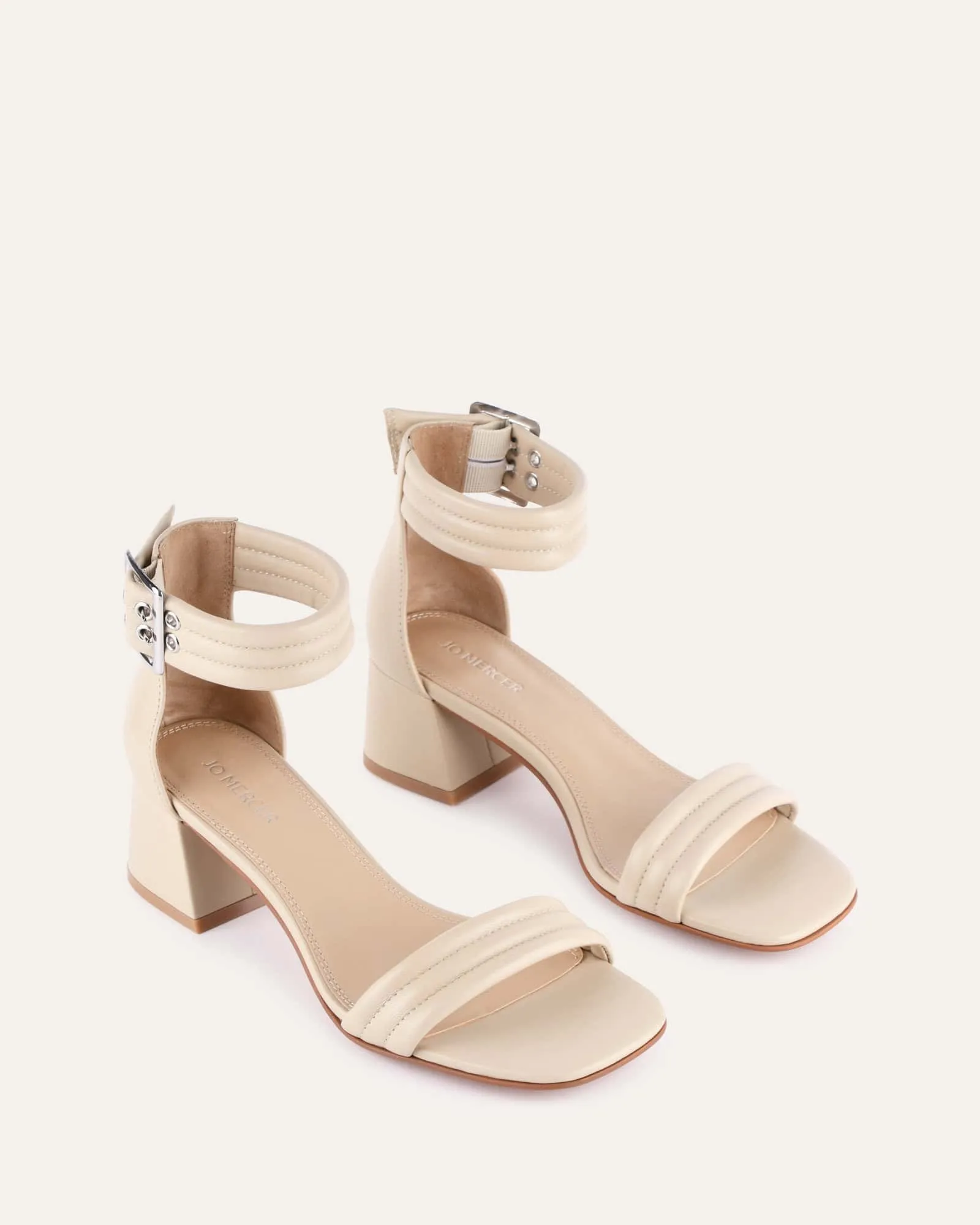 LYRIC MID HEEL SANDALS SAND LEATHER