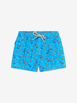 MC2 Saint Barth Boys Pizza Style Swim Shorts in Blue