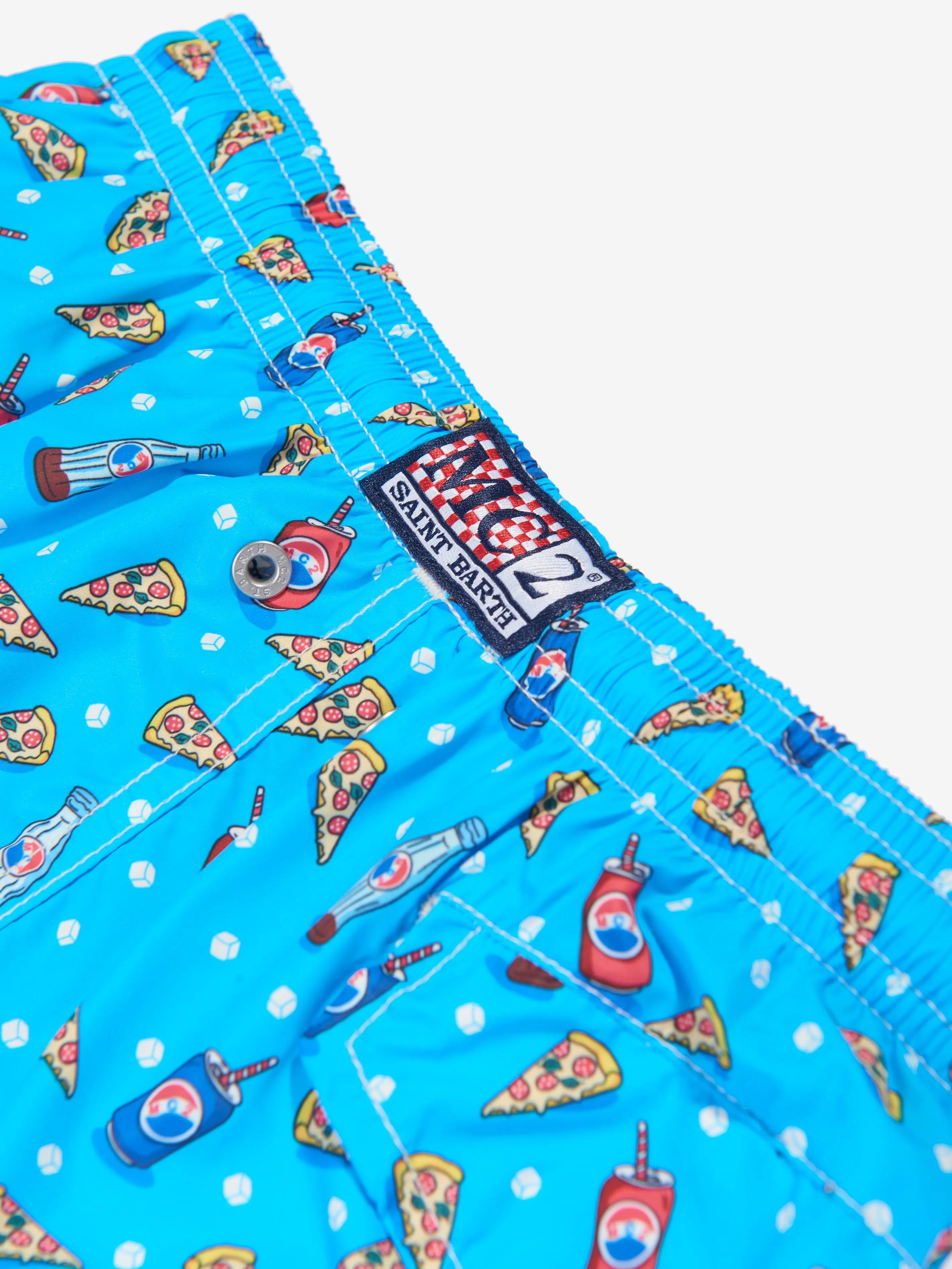 MC2 Saint Barth Boys Pizza Style Swim Shorts in Blue