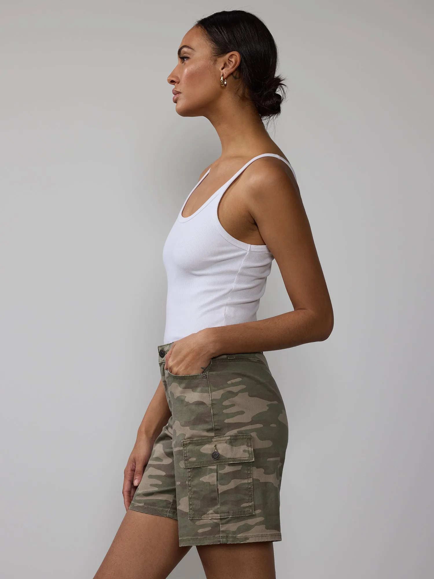 Mid Rise Camo Shorts