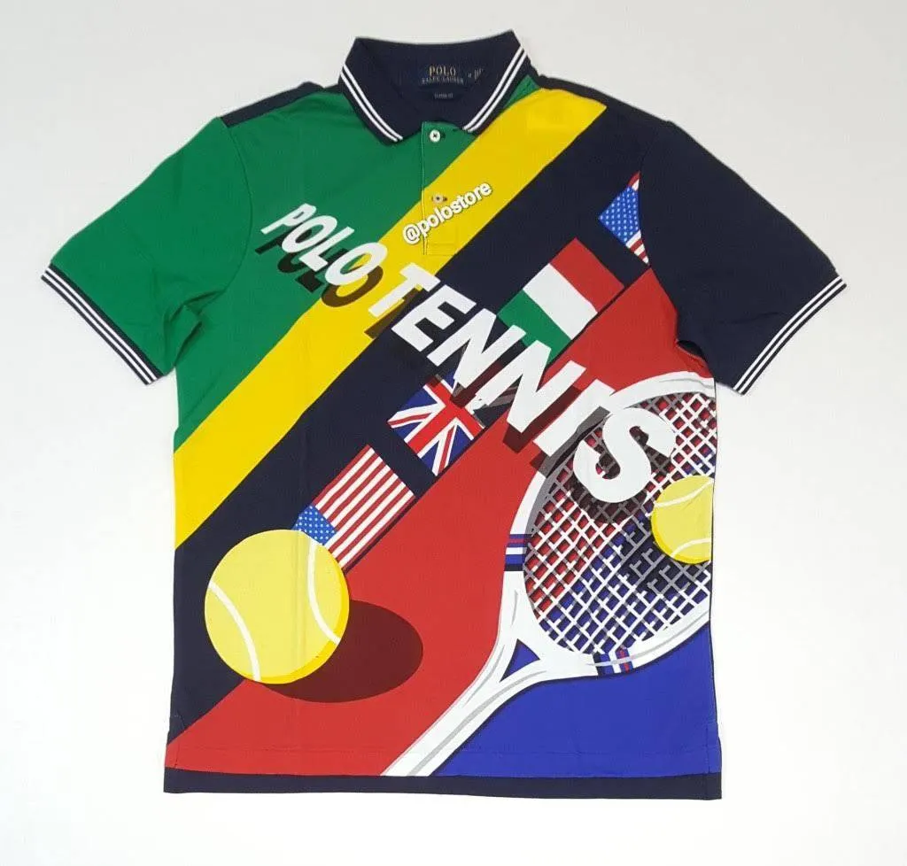 Nwt Polo Ralph Lauren Tennis Allover Print Classic Fit Polo