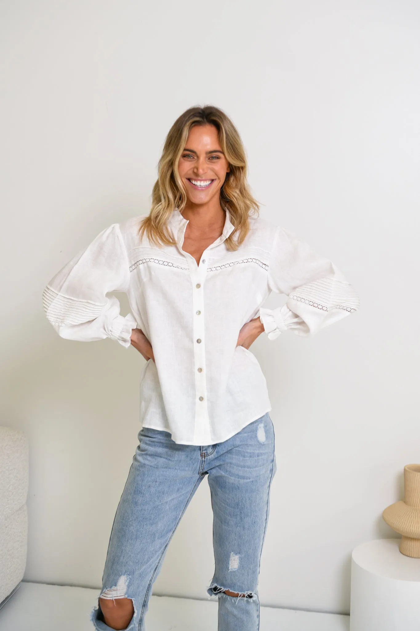 OCTAVIA LINEN BLOUSE - White