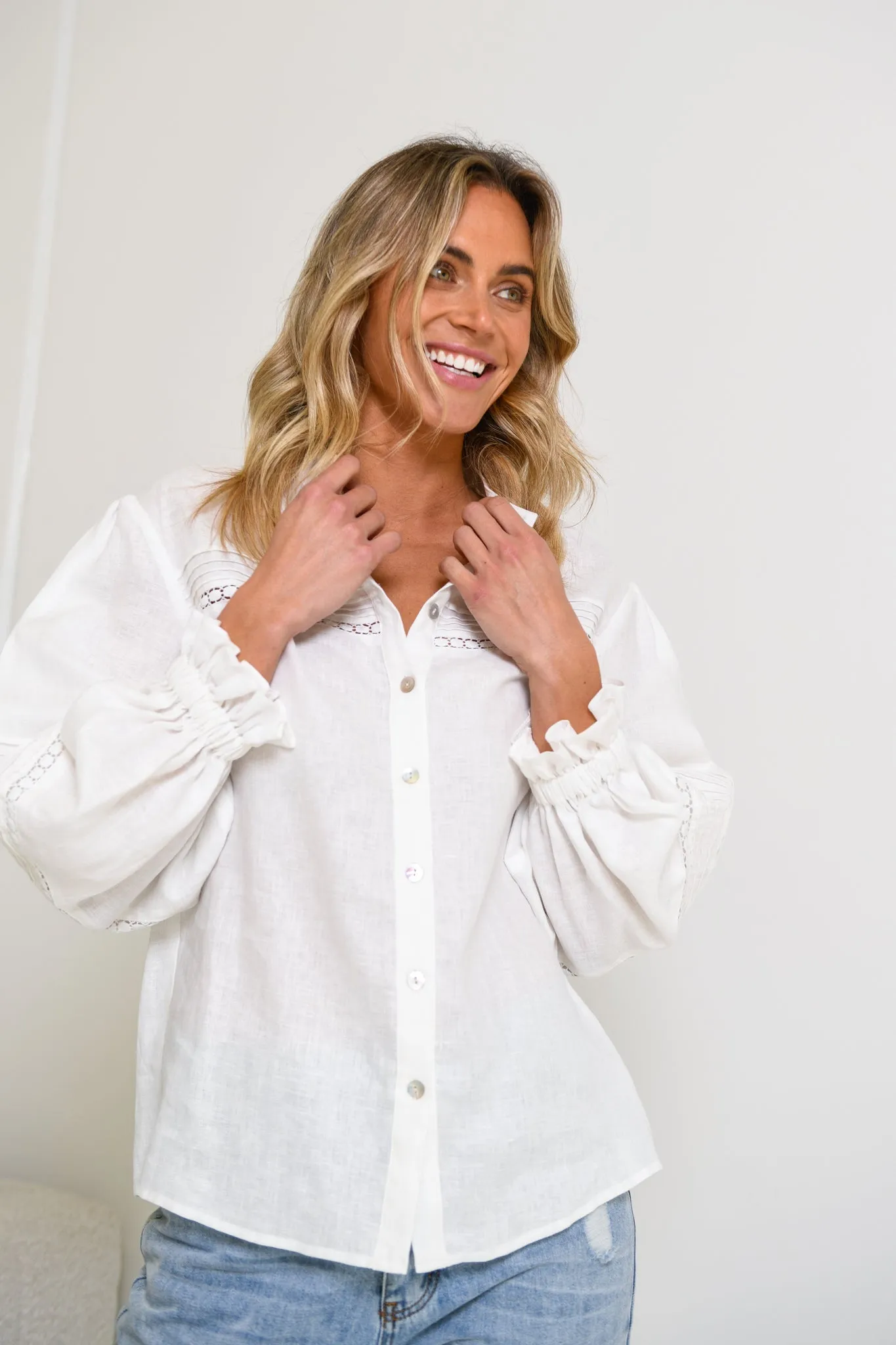 OCTAVIA LINEN BLOUSE - White