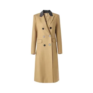 Pre Order:  Classic Double Breasted Wool Twill Long Coat