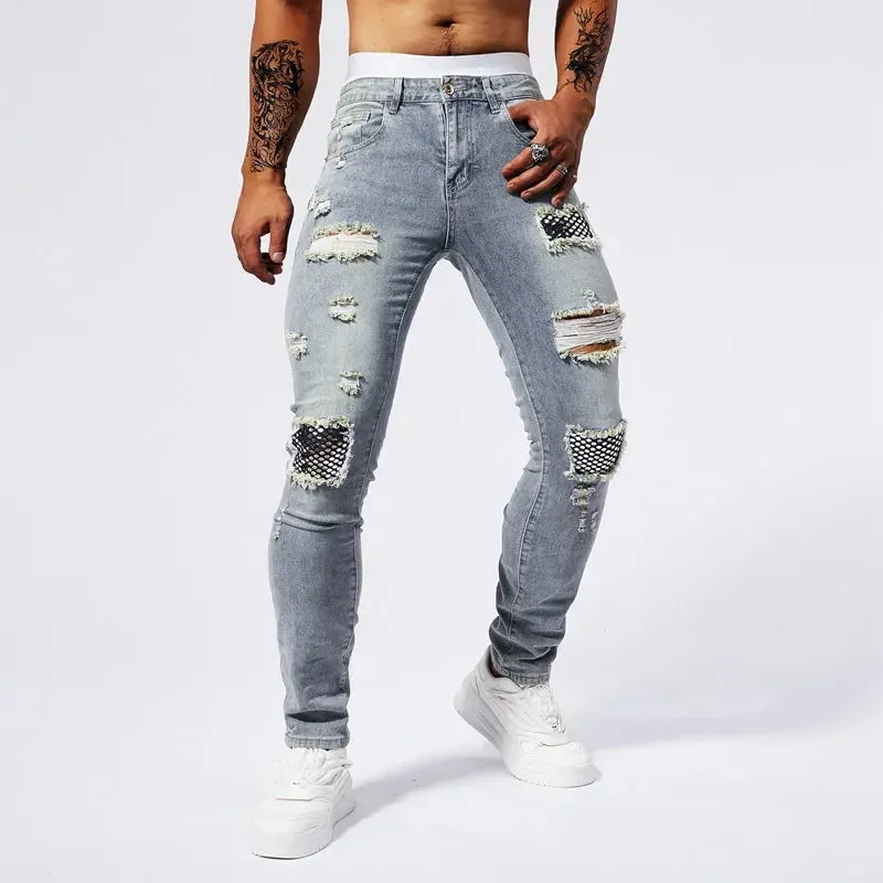 RESHAKE Ripped Slim Fit Stretch Jeans