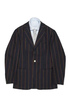 Ring Jacket AMJ03 Navy with Red/Yellow Stripe Wool Sport Coat