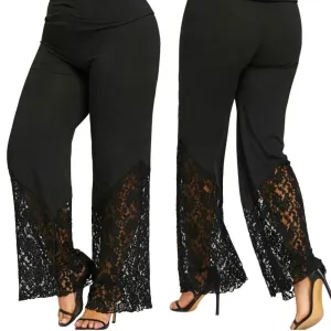 Trendy Lace Patchwork Flare Pants