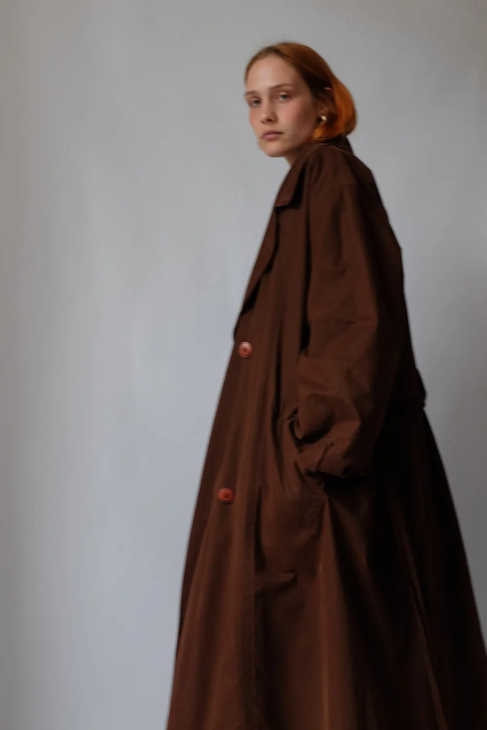 VINTAGE CHOCOLATE TRENCH COAT