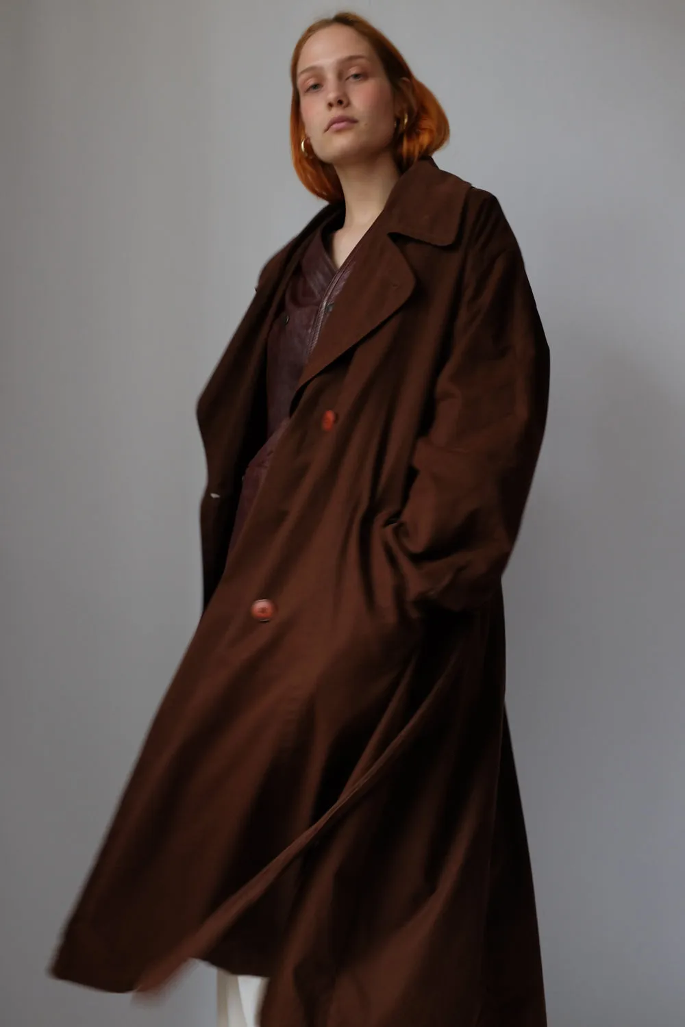 VINTAGE CHOCOLATE TRENCH COAT