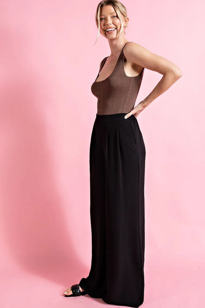 Wide Leg Pant with Pockets in lBlack by eesome